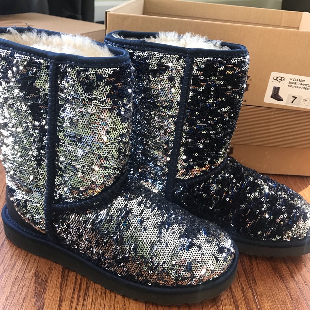 Blue Sequin Ugg Boots